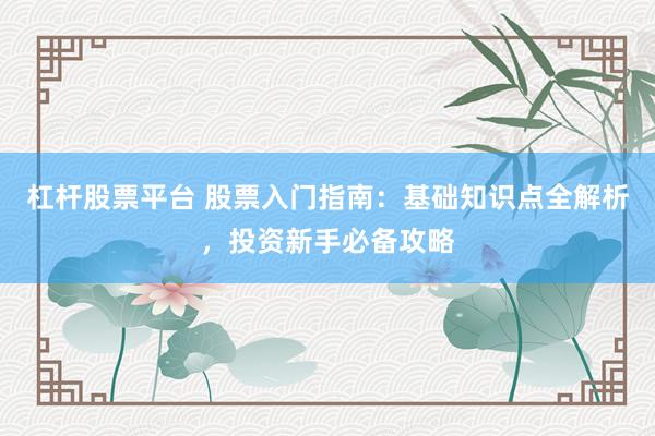 杠杆股票平台 股票入门指南：基础知识点全解析，投资新手必备攻略