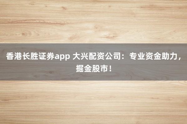 香港长胜证券app 大兴配资公司：专业资金助力，掘金股市！