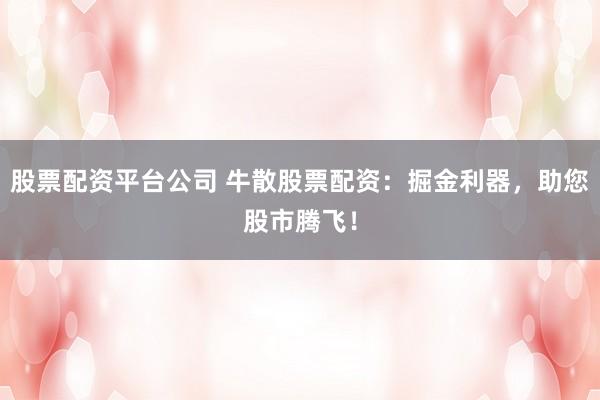 股票配资平台公司 牛散股票配资：掘金利器，助您股市腾飞！