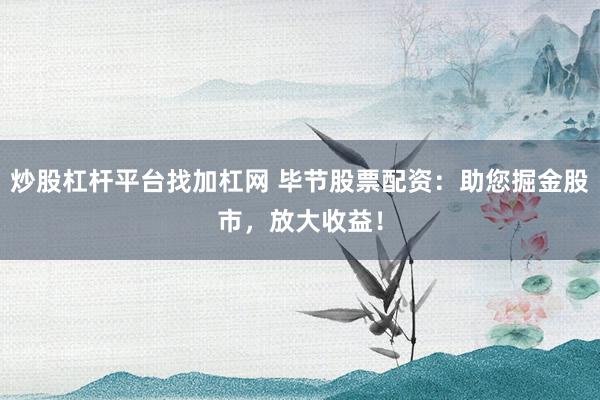 炒股杠杆平台找加杠网 毕节股票配资：助您掘金股市，放大收益！