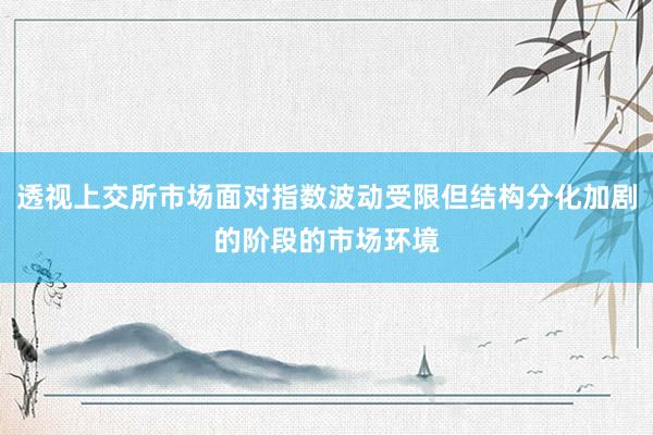 透视上交所市场面对指数波动受限但结构分化加剧的阶段的市场环境