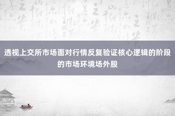 透视上交所市场面对行情反复验证核心逻辑的阶段的市场环境场外股