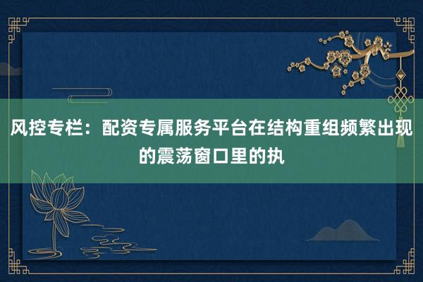 风控专栏：配资专属服务平台在结构重组频繁出现的震荡窗口里的执