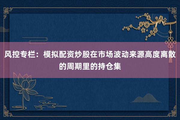 风控专栏：模拟配资炒股在市场波动来源高度离散的周期里的持仓集