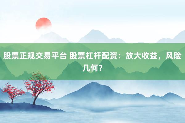 股票正规交易平台 股票杠杆配资：放大收益，风险几何？