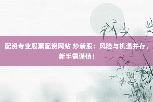 配资专业股票配资网站 炒新股：风险与机遇并存，新手需谨慎！