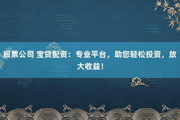 股票公司 宝贷配资：专业平台，助您轻松投资，放大收益！