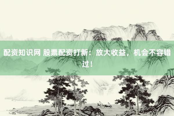 配资知识网 股票配资打新：放大收益，机会不容错过！